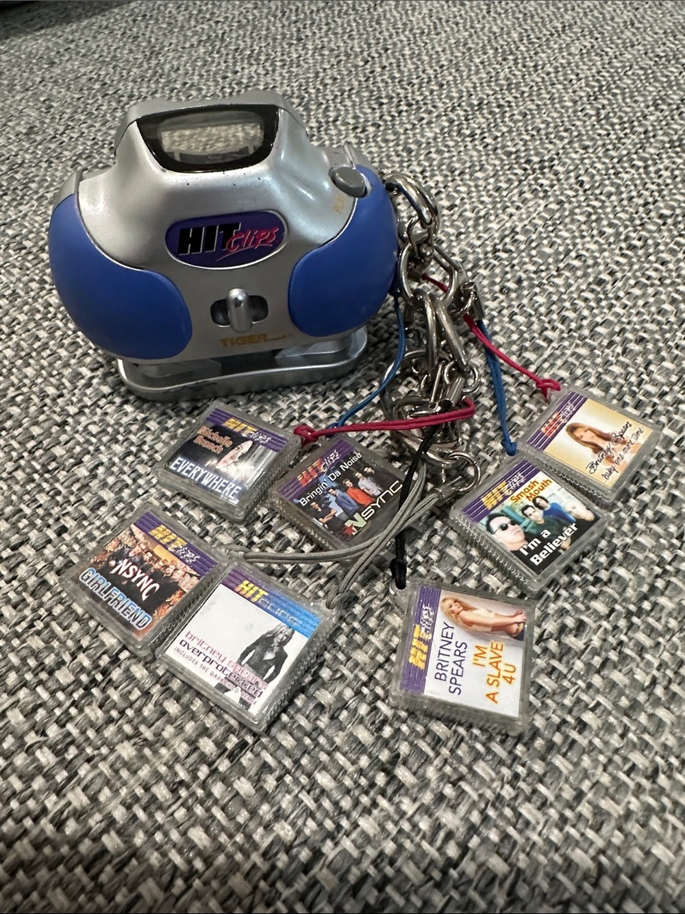 1990s Hit Clips Mini Boombox Keychain Tiger vintage with 7 clips nostalgic